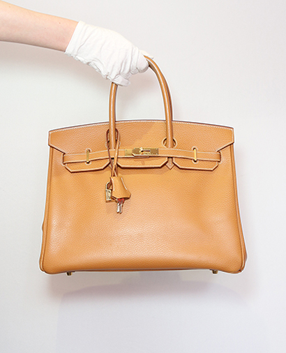 Birkin 35 Vachette Ardennes Leather in Natural, front view